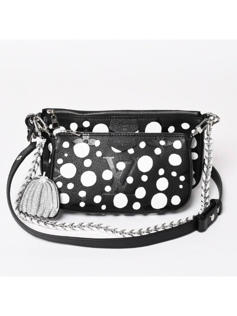 Louis Vuitton Multi Pochette Accessoires Shoulder Bag Black Silver Monogram